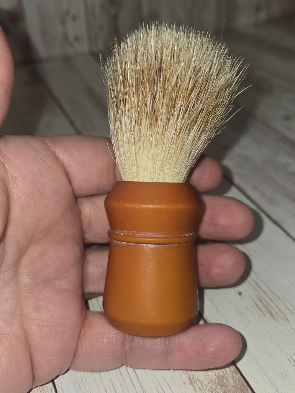 Vintage Made Rite USA Pure Badger Shaving Brush 500PB Butterscotch Handle